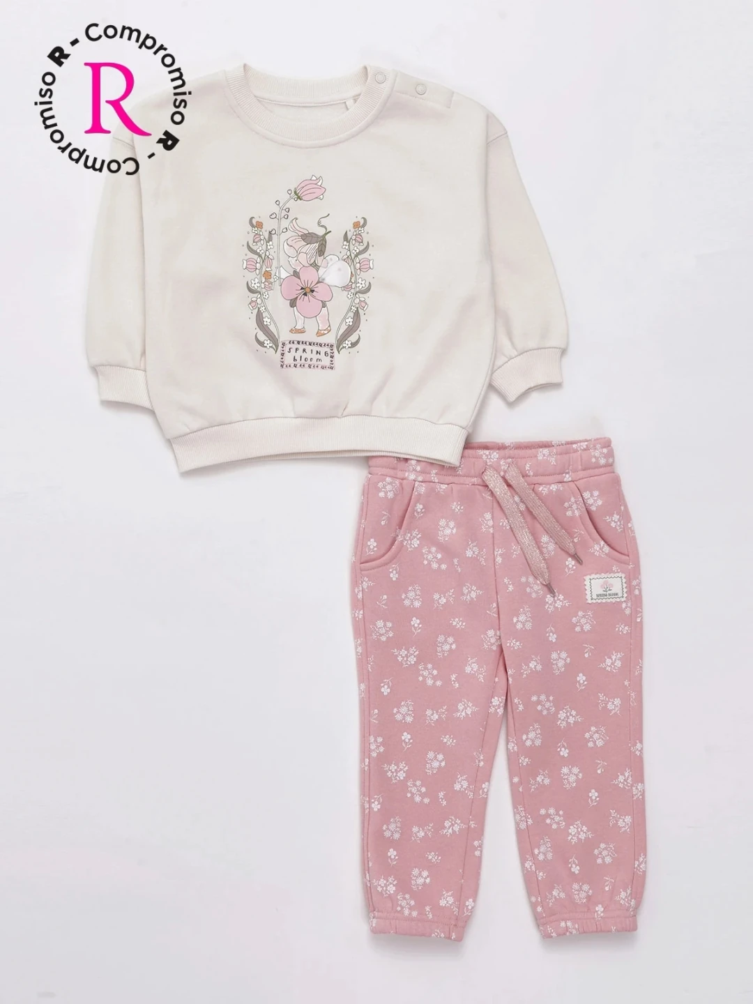 CONJUNTO PETAL FRANELA POLERA + PANTALÓN BEBÉ NIÑA BABY HARVEST - 1