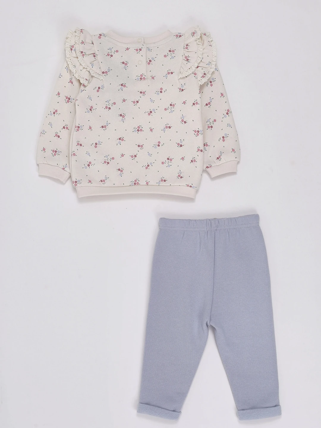 CONJUNTO FULL PRINT FLOR FRANELA POLERA + PANTALÓN BEBÉ NIÑA BABY HARVEST - 2