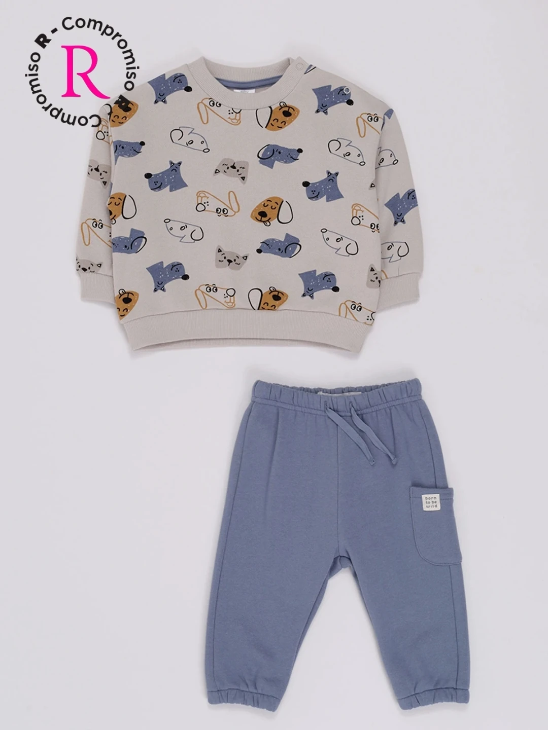 CONJUNTO FULL PRINT FRANELA POLERA + PANTALÓN BEBÉ NIÑO BABY HARVEST - 1