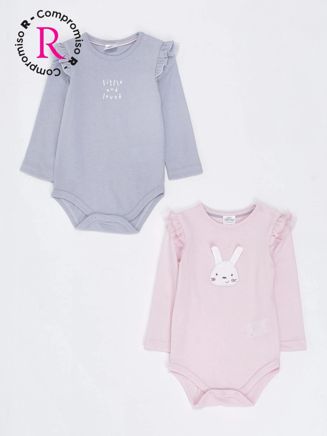 PACK X2 BODYS BUNNY MANGA LARGA BEBÉ NIÑA BABY HARVEST - 1