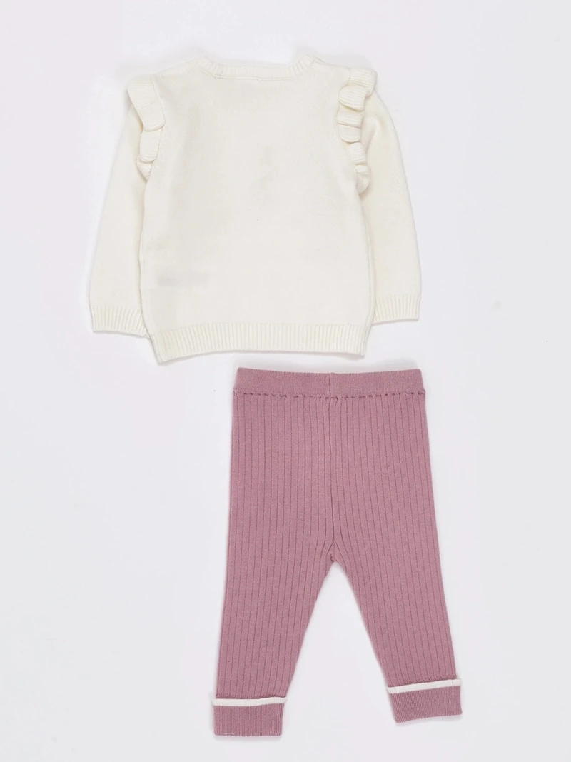 CONJUNTO FLOR TEJIDO POLERA + PANTALÓN BEBÉ NIÑA BABY HARVEST - 2