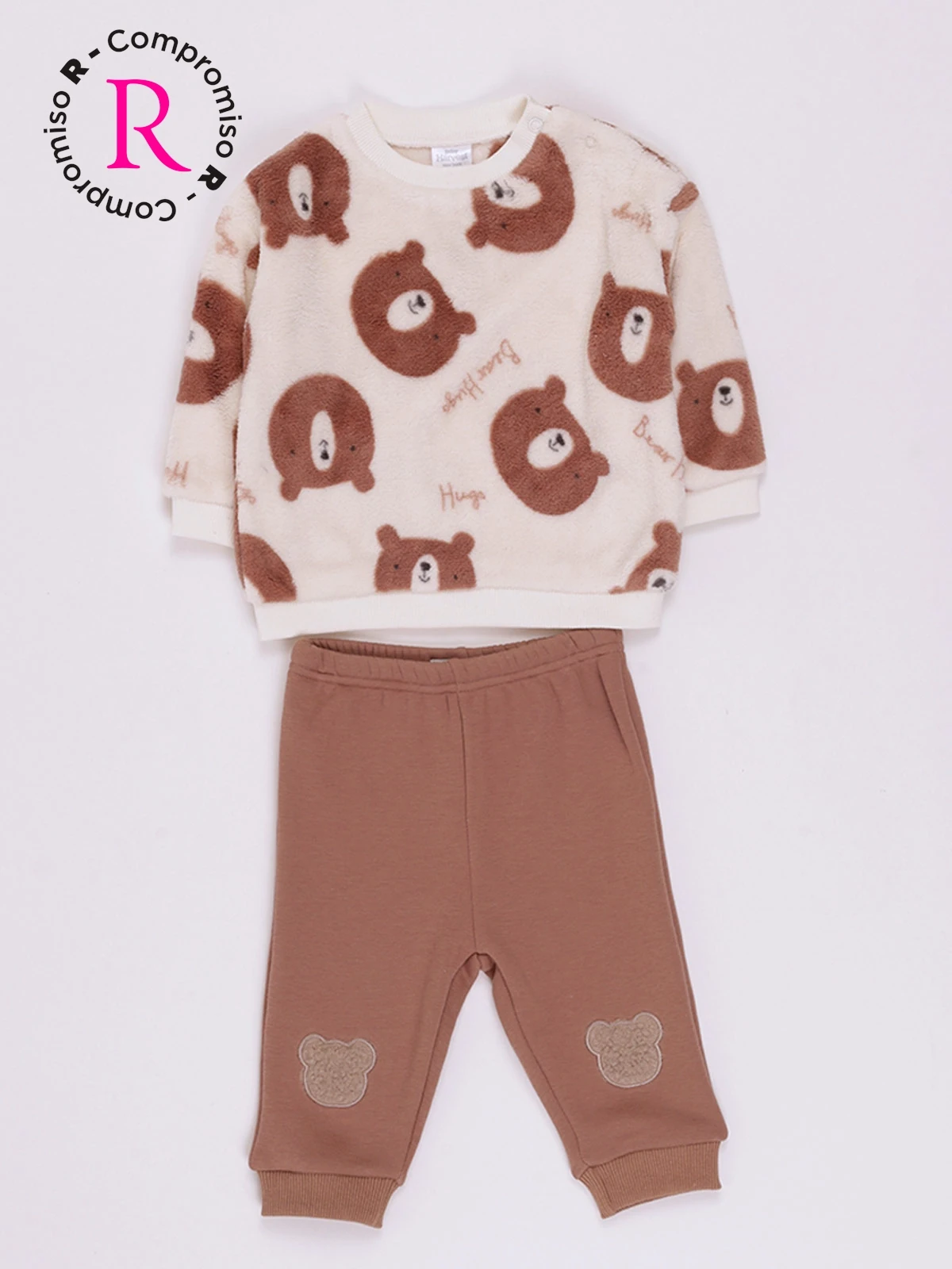 CONJUNTO CORAL FLEECE POLERA + PANTALON BEBE NIÑO BABY HARVEST - 1