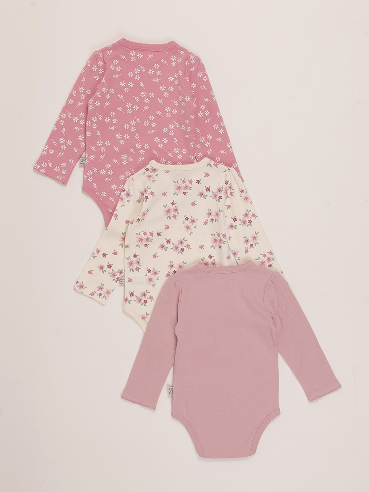 PACK X3 BODYS MANGA LARGA ALGODÓN BEBE NIÑA BABY HARVEST - 2