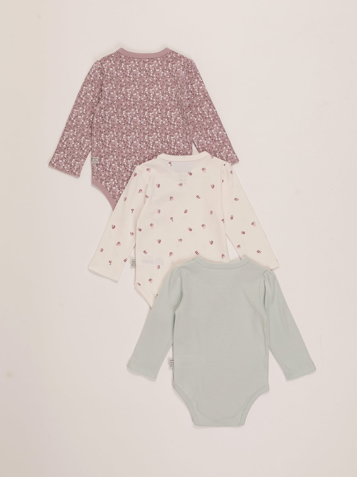 PACK X3 BODYS MANGA LARGA ALGODÓN BEBE NIÑA BABY HARVEST - 2