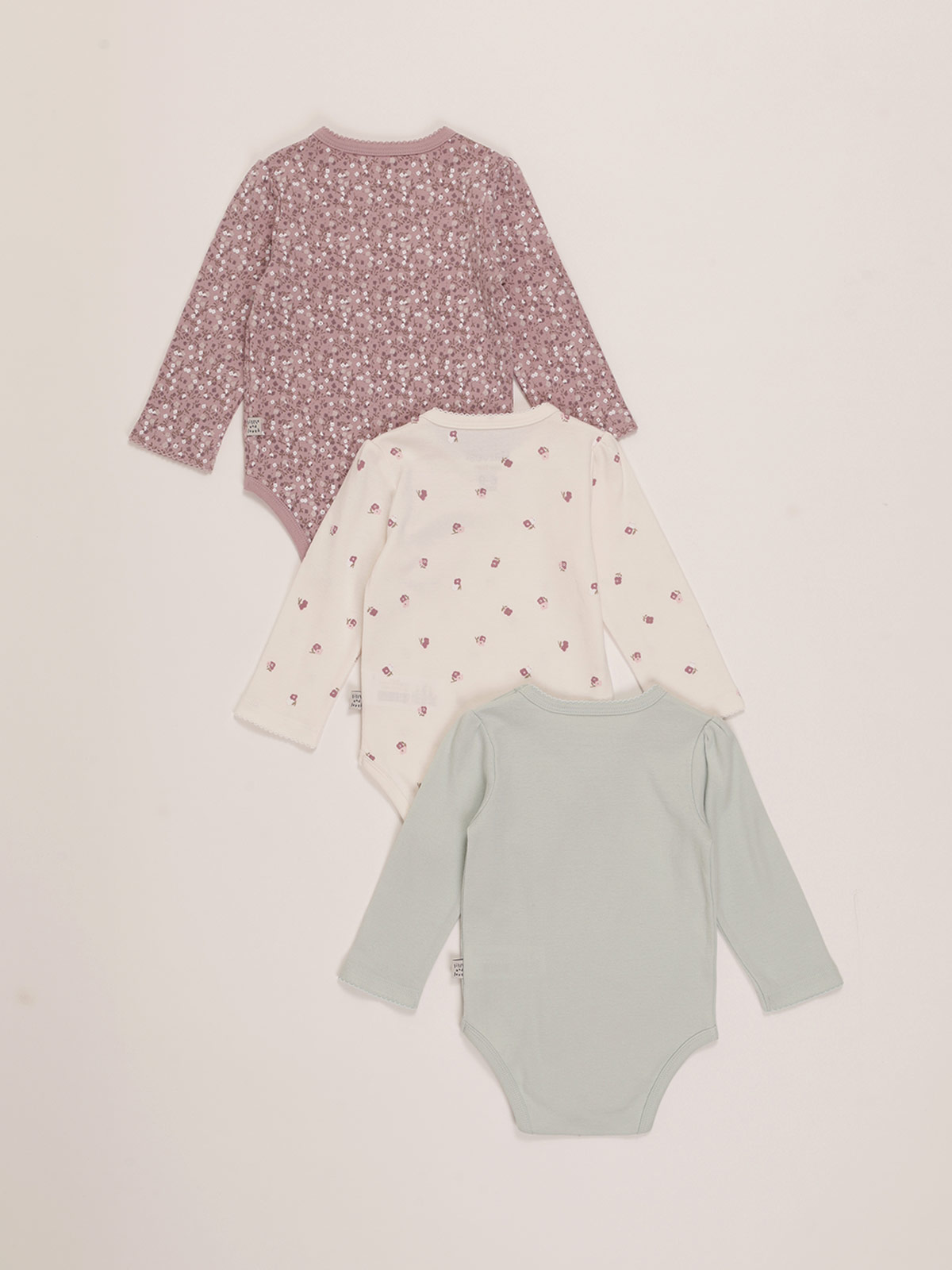 PACK X3 BODYS MANGA LARGA ALGODÓN BEBE NIÑA BABY HARVEST - 2