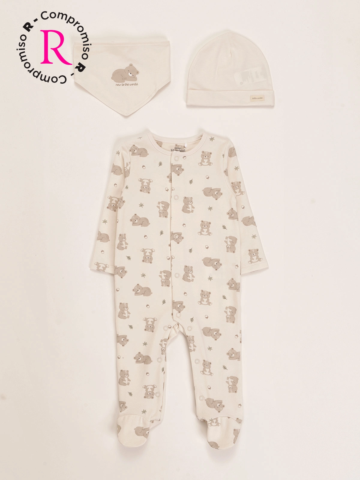 CONJUNTO ENTERIZO + GORRO + BABERO BEBE NIÑO BABY HARVEST - 1