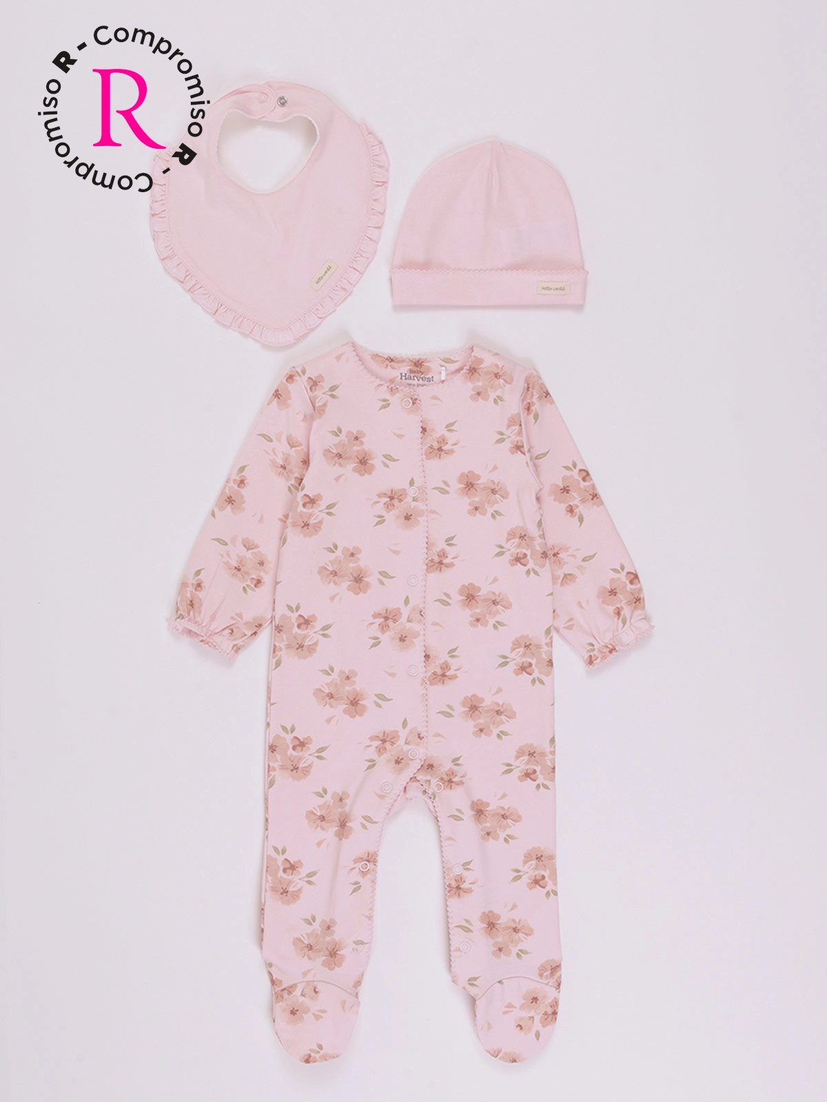 CONJUNTO ENTERIZO + GORRO + BABERO BEBE NIÑA BABY HARVEST - 1