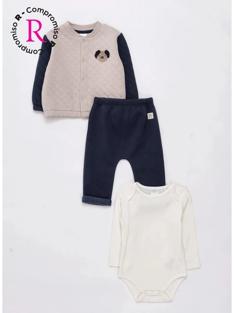 CONJUNTO PUPPY CASACA + BODY + PANTALÓN BEBÉ NIÑO BABY HARVEST - 1