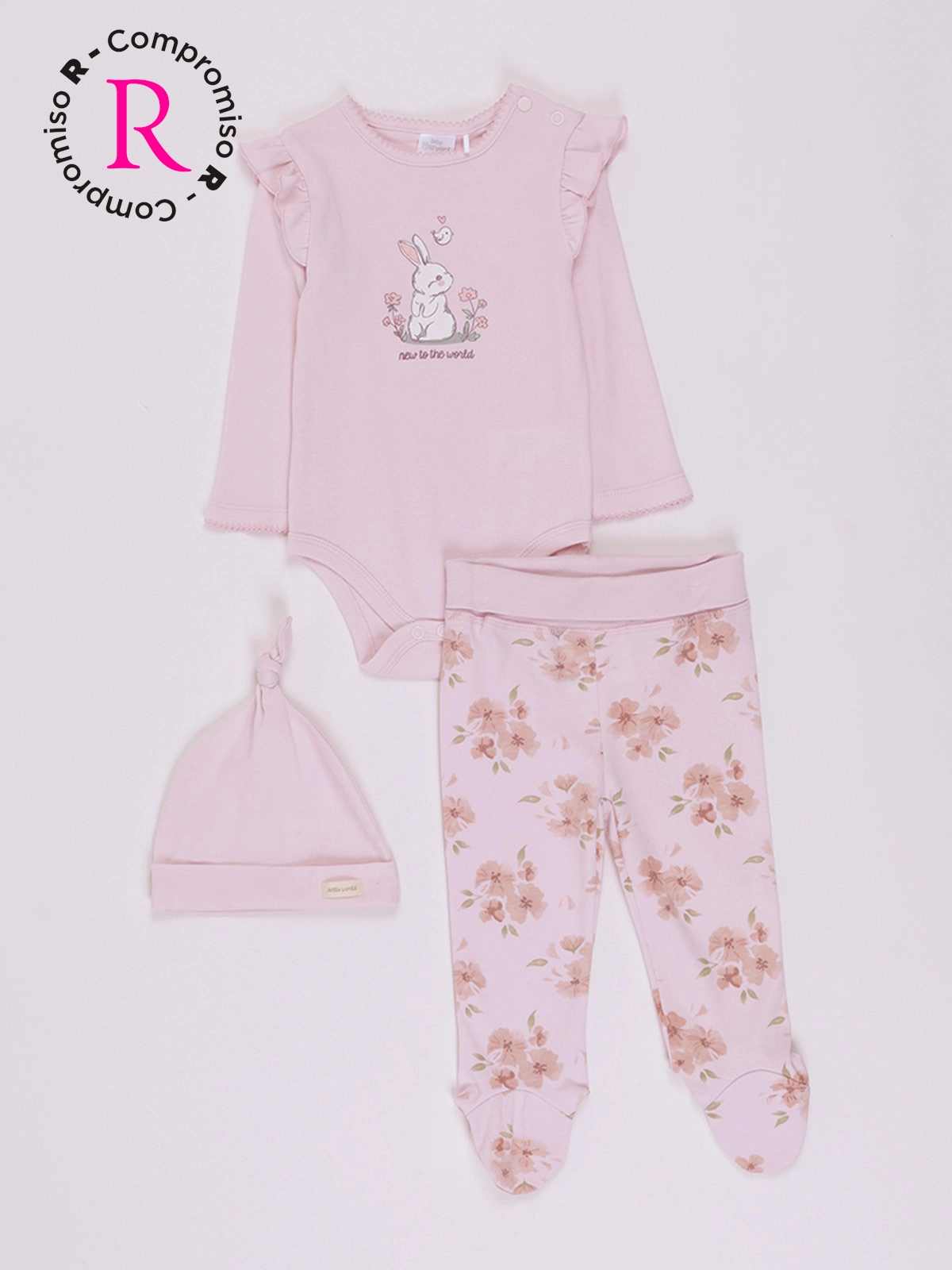 CONJUNTO ALGODÓN BODY + PANTALON + GORRO BEBE NIÑA BABY HARVEST - 1