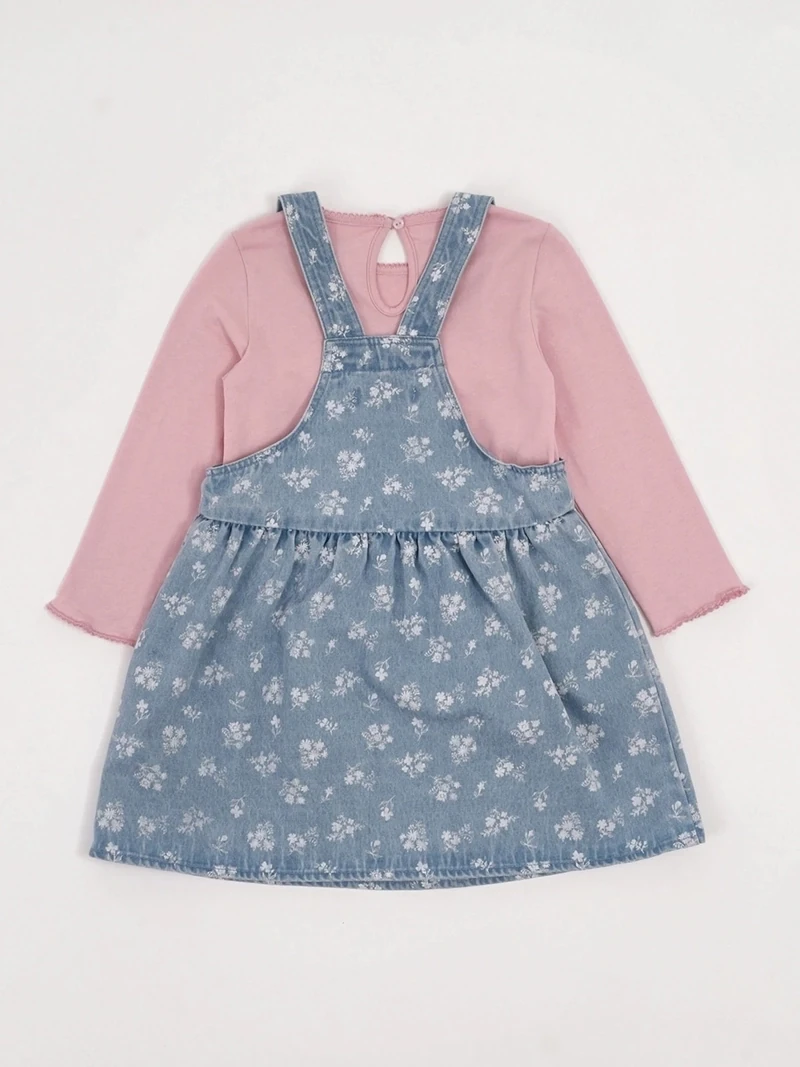 CONJUNTO ALGODÓN JARDINERA FALDA + POLO MANGA LARGA BEBÉ NIÑA - 2