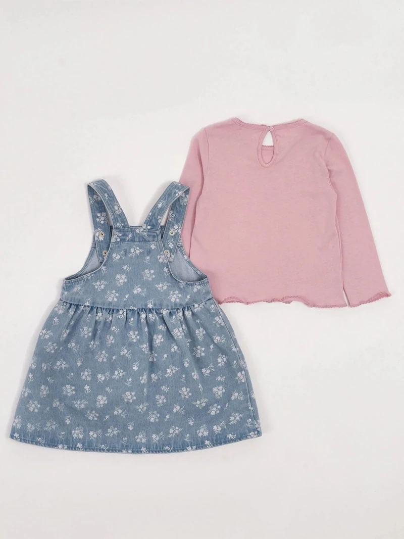CONJUNTO ALGODÓN JARDINERA FALDA + POLO MANGA LARGA BEBÉ NIÑA - 4