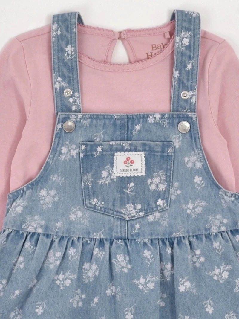 CONJUNTO ALGODÓN JARDINERA FALDA + POLO MANGA LARGA BEBÉ NIÑA  - 5