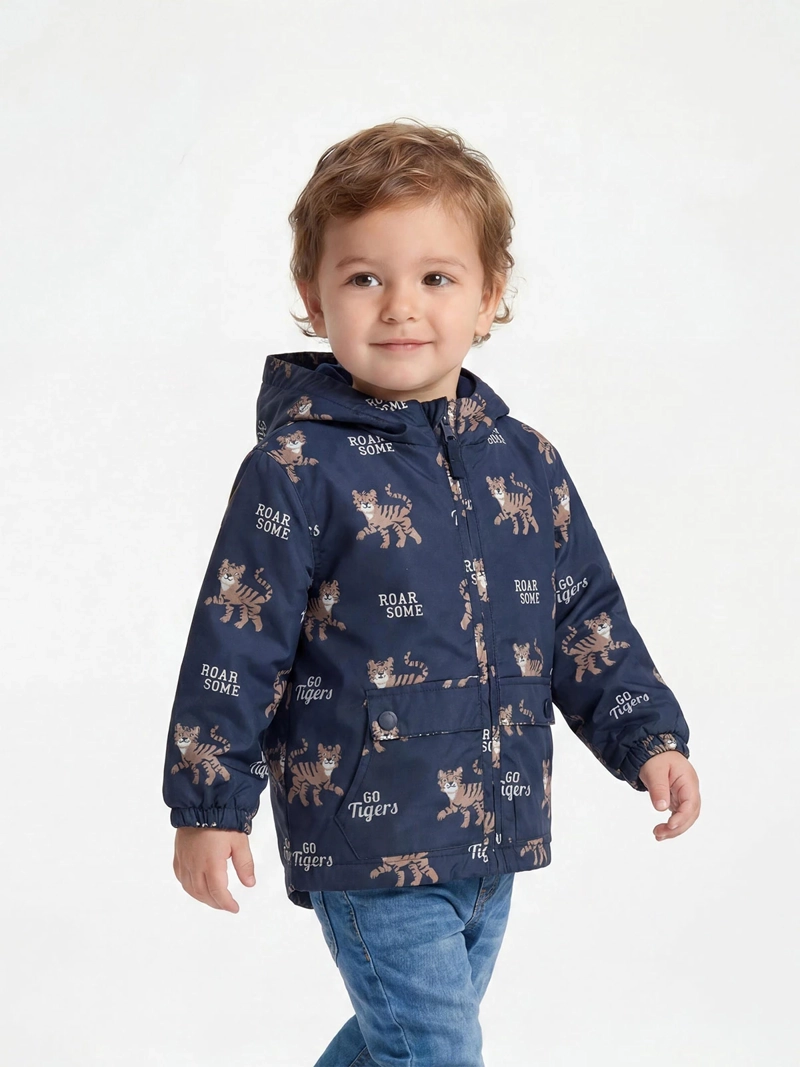 CASACA CORTA VIENTO CON CAPUCHA FULL PRINT BEBÉ NIÑO BABY HARVEST - 1