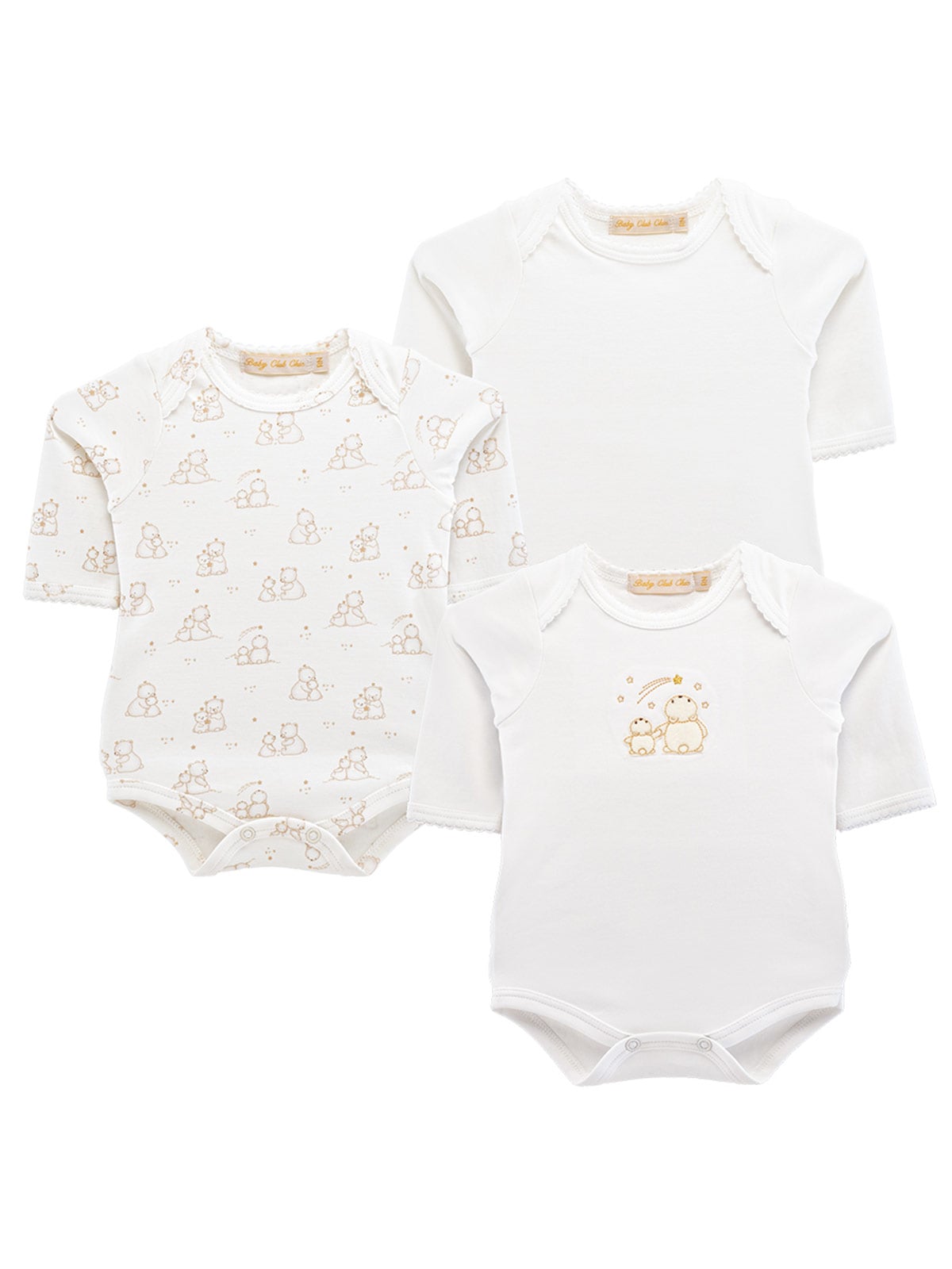 PACK X3 BODYS ALGODÓN UNISEX BABY CLUB CHIC REORDEN - 1