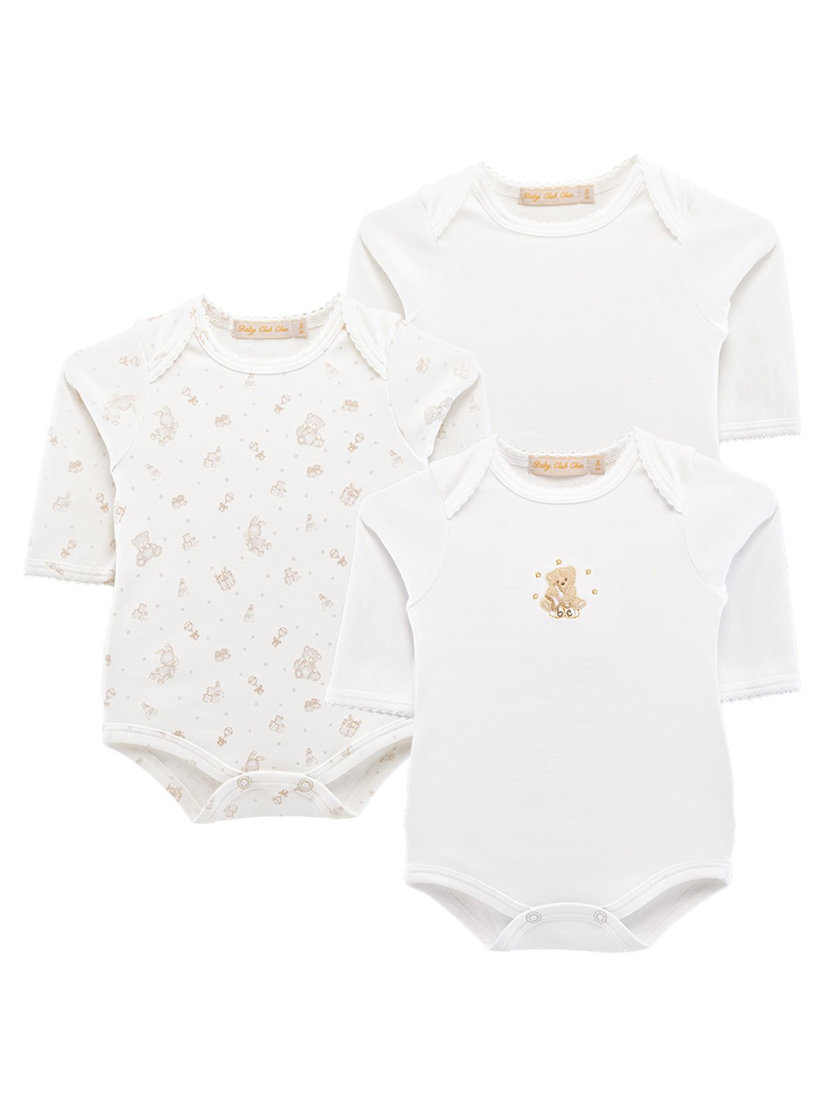 PACK X3 BODYS ALGODÓN UNISEX BABY CLUB CHIC VINTAGE TOY - 1