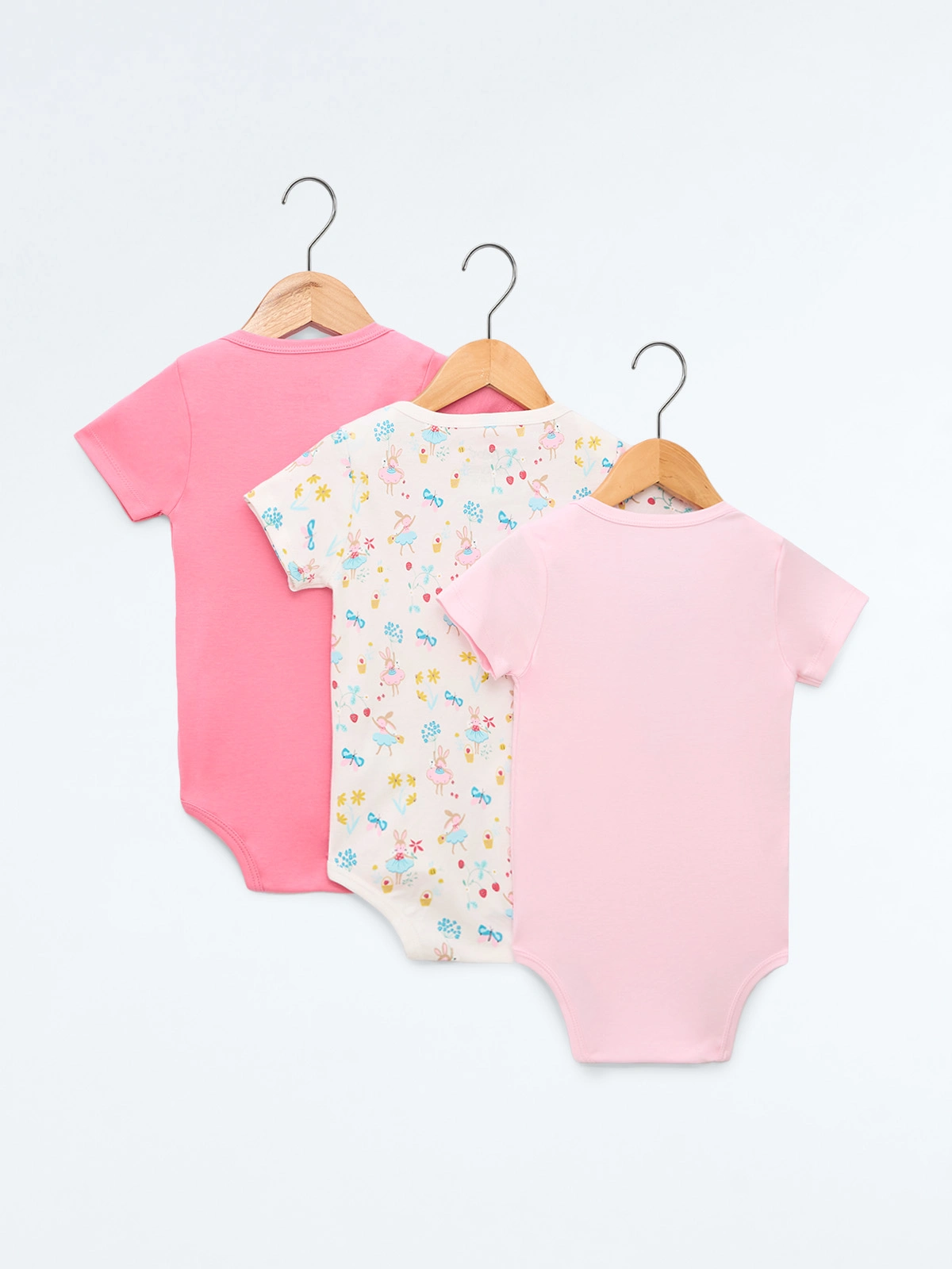 PACK X3 BODYS MANGA CORTA ALGODÓN PERUANO BEBE NIÑA BABY HARVEST - 2
