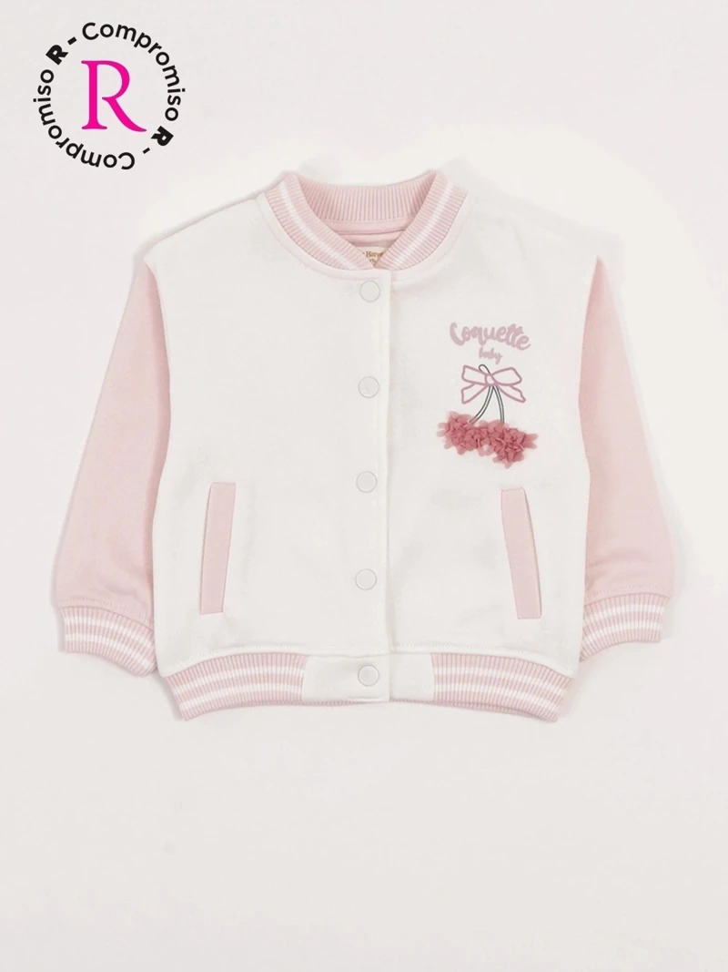 CASACA BOMBER COLLEGE FRANELA BEBÉ NIÑA BABY HARVEST - 1