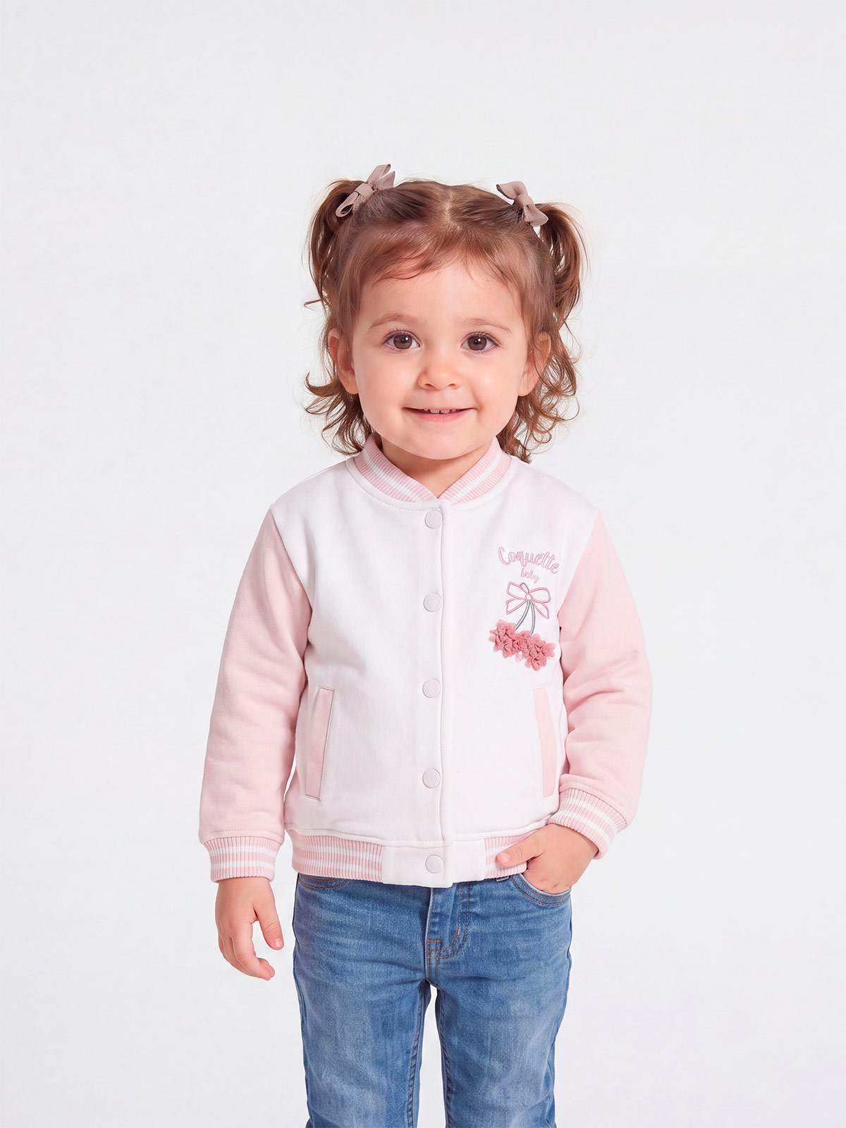 CASACA BOMBER COLLEGE FRANELA BEBÉ NIÑA BABY HARVEST - 1