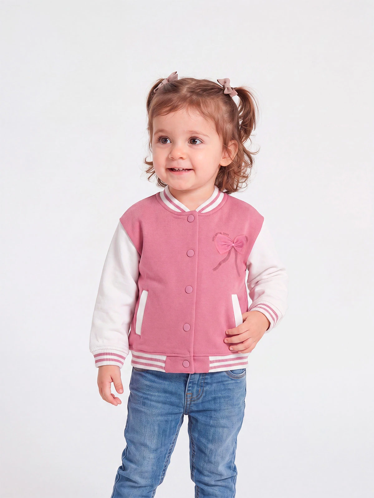 CASACA BOMBER COLLEGE FRANELA BEBÉ NIÑA BABY HARVEST - 1
