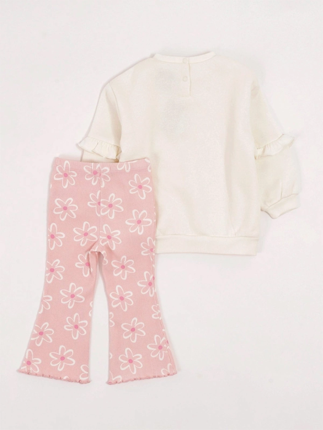 CONJUNTO FLARE POLERA FRANELA + LEGGING RIB BEBÉ NIÑA BABY HARVEST - 4