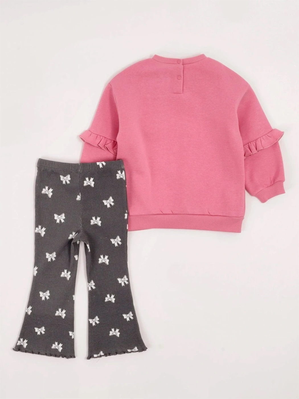 CONJUNTO FLARE POLERA FRANELA + LEGGING RIB BEBÉ NIÑA BABY HARVEST - 4
