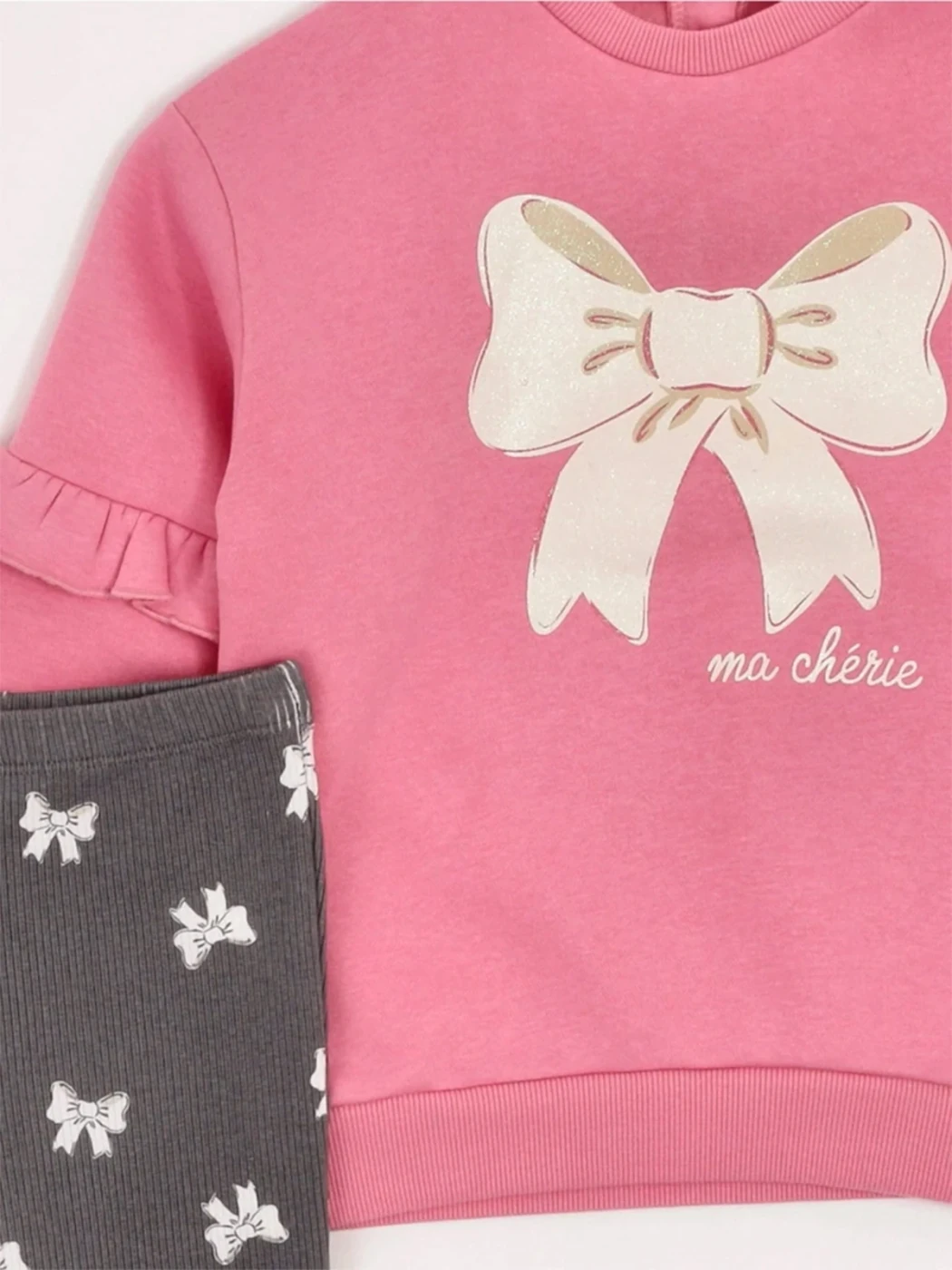 CONJUNTO FLARE POLERA FRANELA + LEGGING RIB BEBÉ NIÑA BABY HARVEST - 5