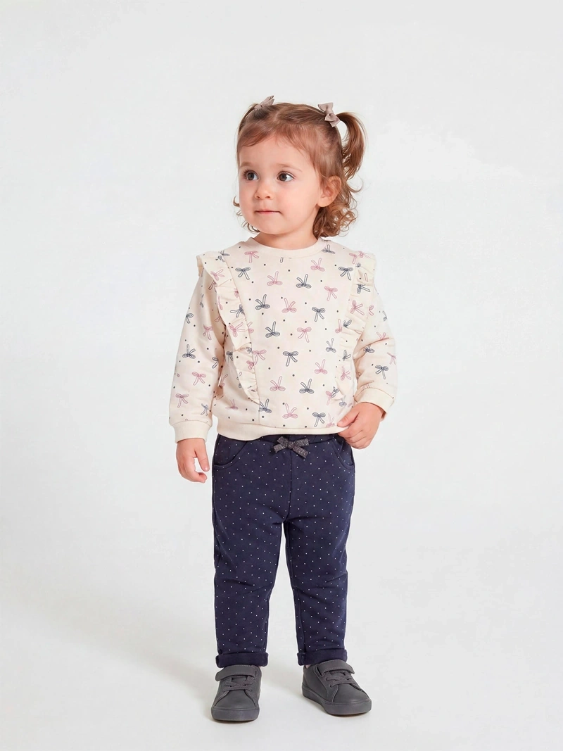 CONJUNTO VUELOS POLERA + BUZO FRANELA BEBÉ NIÑA BABY HARVEST - 1