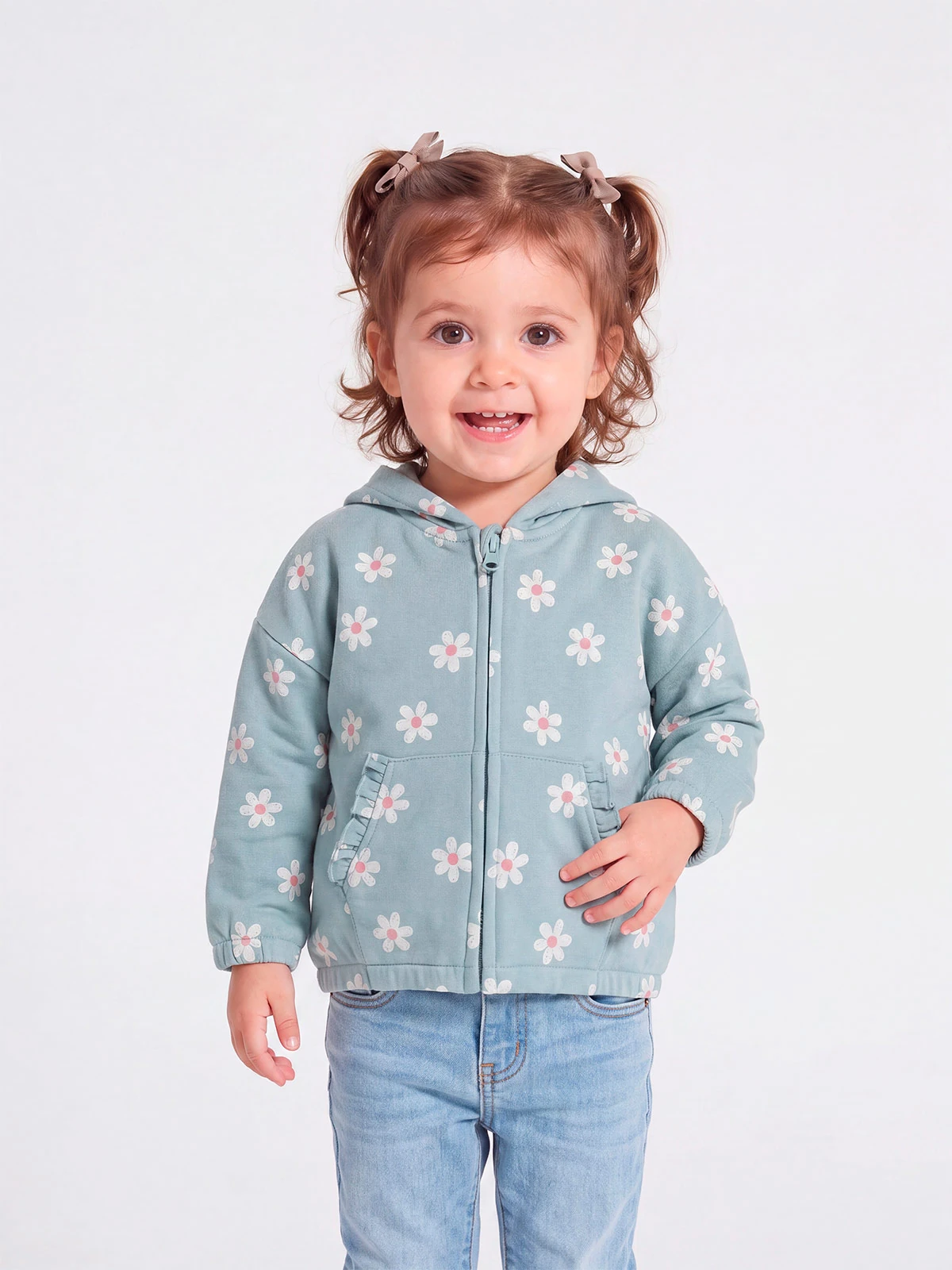 POLERA CON CIERRE Y CAPUCHA FULL PRINT BEBÉ NIÑA BABY HARVEST - 1