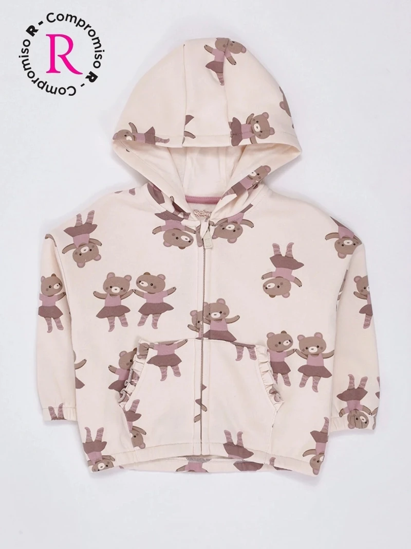 POLERA CON CIERRE Y CAPUCHA FULL PRINT BEBÉ NIÑA BABY HARVEST - 3