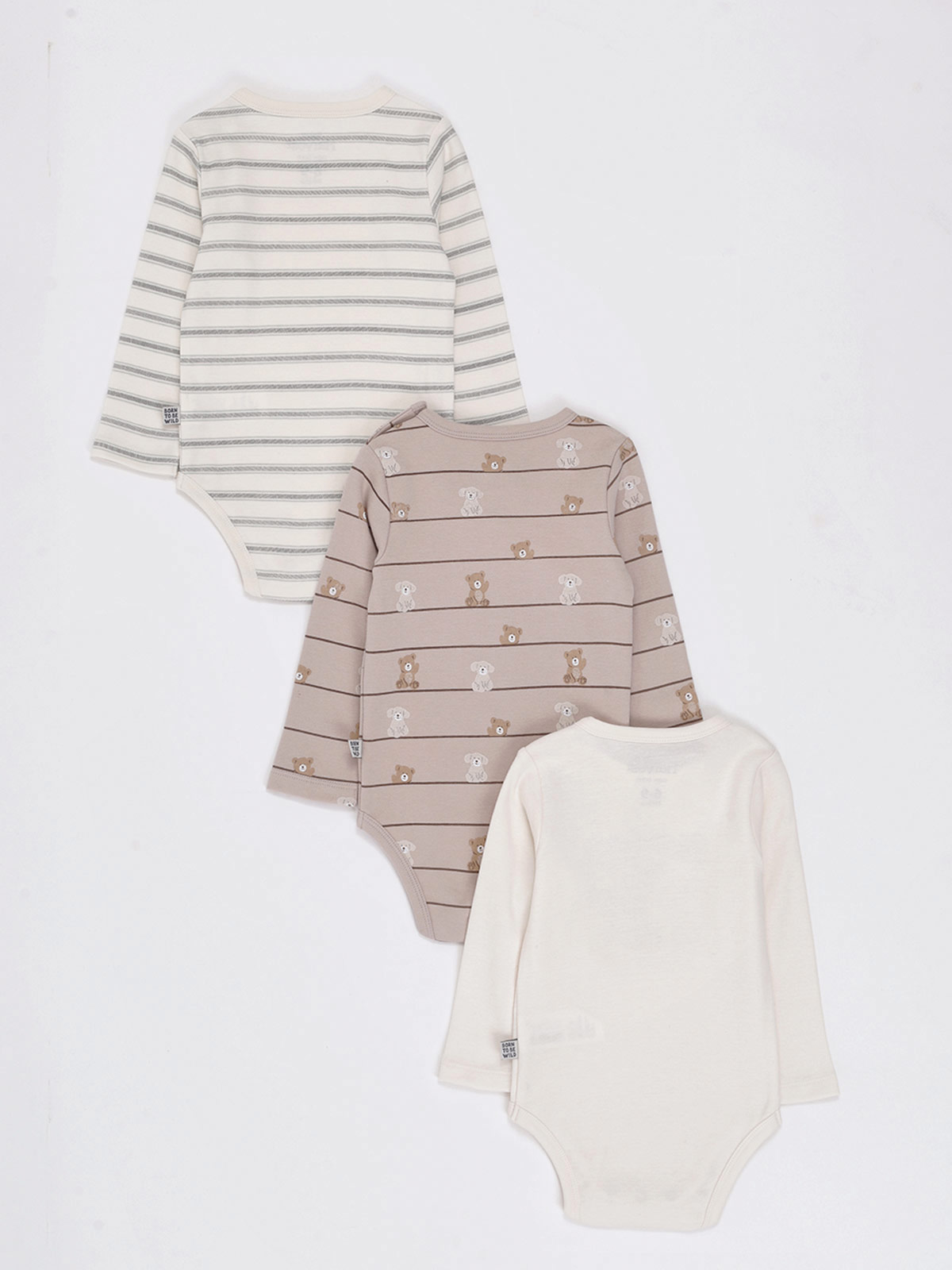 PACK X3 BODYS MANGA LARGA ALGODÓN BEBÉ NIÑO BABY HARVEST - 2