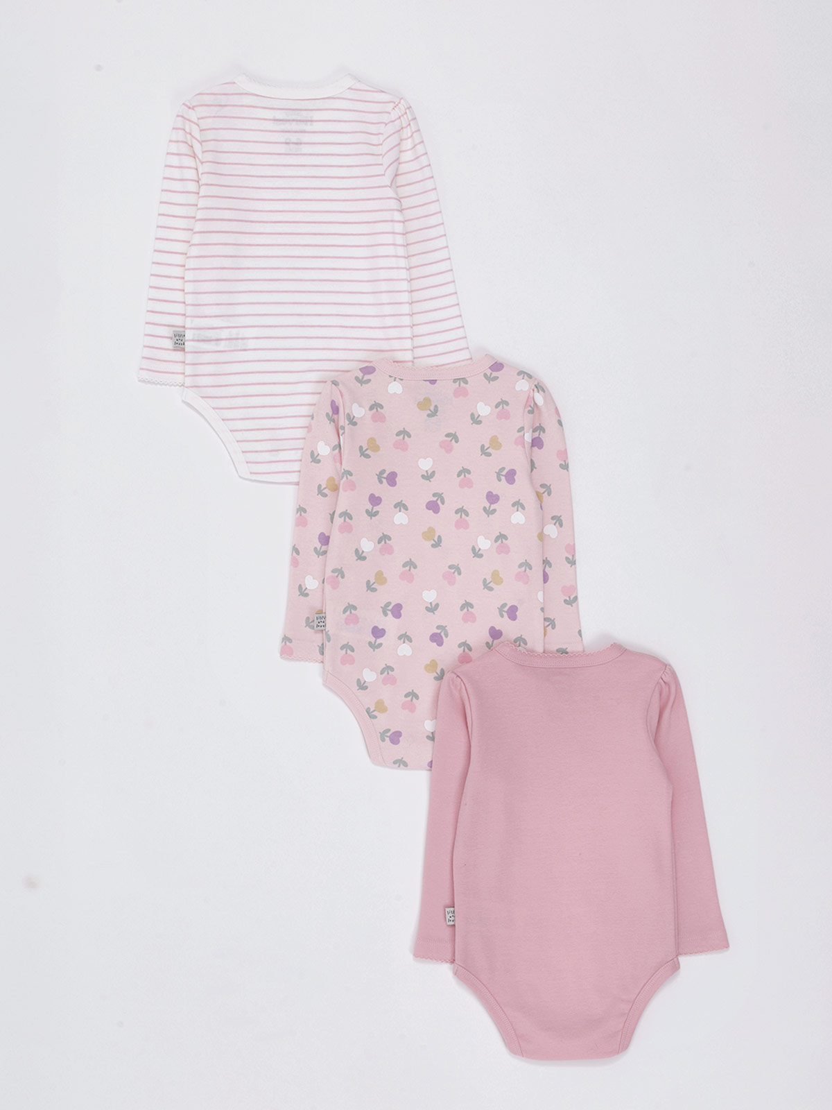 PACK X3 BODYS MANGA LARGA ALGODÓN BEBÉ NIÑA BABY HARVEST - 2