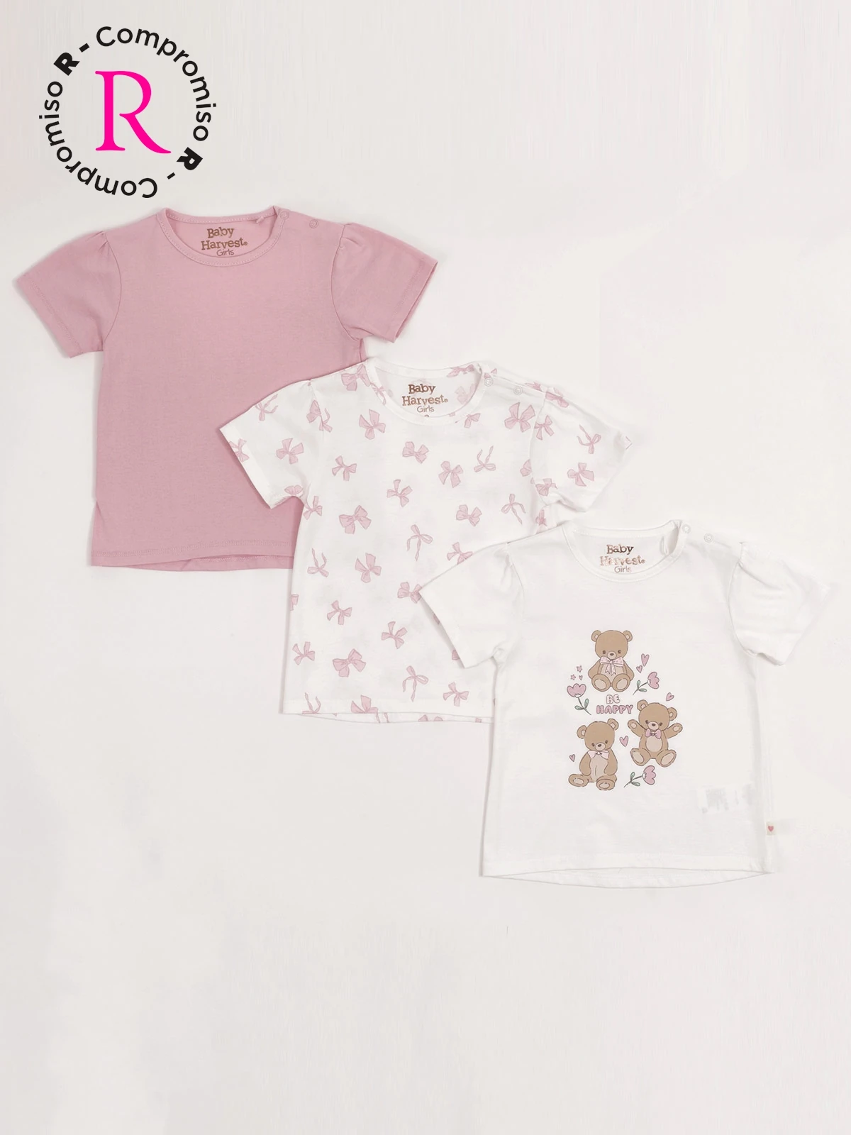 PACK X3 POLO MANGA CORTA ALGODÓN NIÑA BABY HARVEST - 1