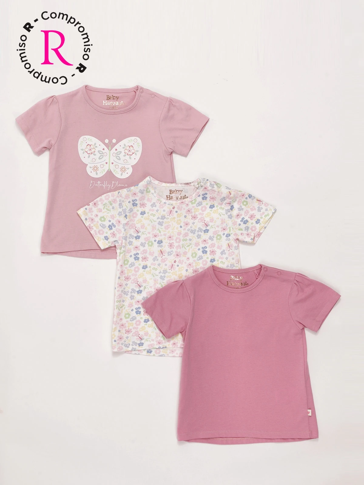 PACK X3 POLO MANGA CORTA ALGODÓN NIÑA BABY HARVEST - 1