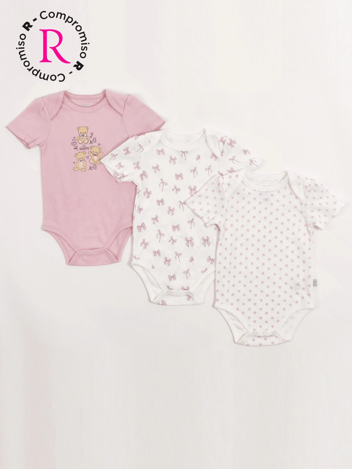 PACK X3 BODY ALGODÓN NIÑA BABY HARVEST MANGA CORTA - 1
