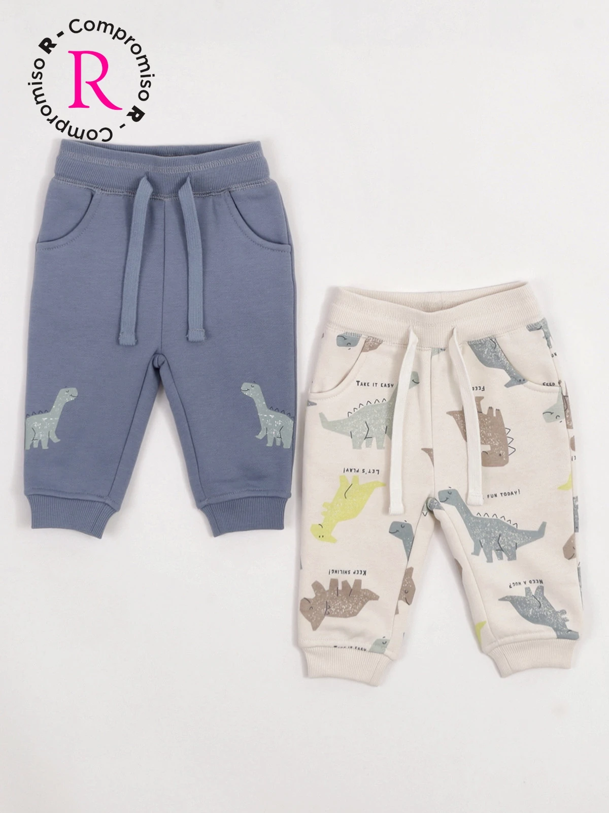 PACK X2 PANTALÓNES DE BUZO FRANELA BEBÉ NIÑO BABY HARVEST - 1