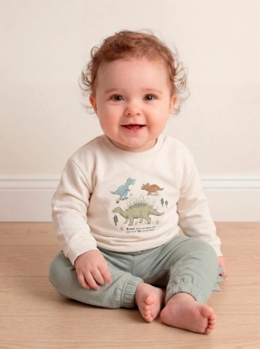 CONJUNTO POLERA FRENCH TERRY + PANTALON BEBE NIÑO BABY HARVEST - 1