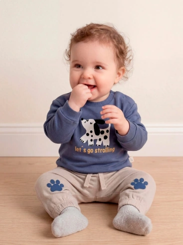 CONJUNTO POLERA FRENCH TERRY + PANTALON BEBE NIÑO BABY HARVEST - 1
