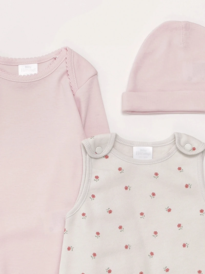 CONJUNTO BODY + ENTERIZO + GORRO ALGODÓN NIÑA BABY HARVEST - 3
