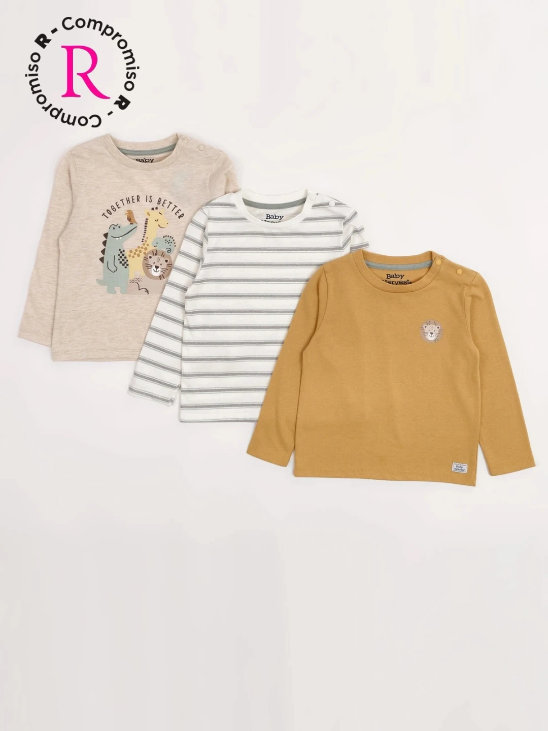 PACK X3 POLOS MANGA LARGA ALGODÓN NIÑO BABY HARVEST - 1