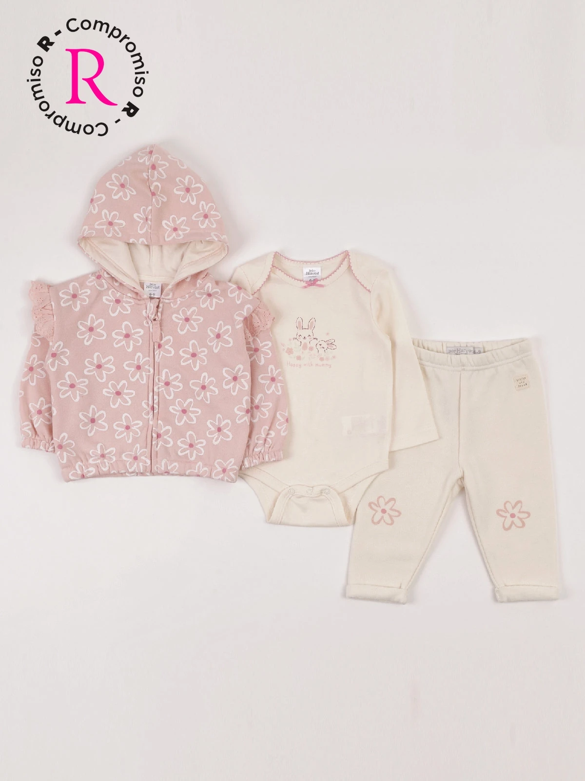 CONJUNTO BODY + POLERA + PANTALÓN DE BUZO ALGODÓN NIÑA BABY HARVEST - 3