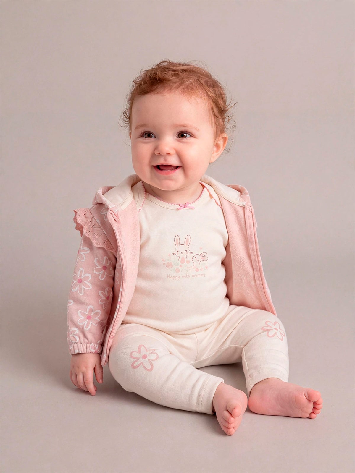 CONJUNTO BODY + POLERA + PANTALÓN DE BUZO ALGODÓN NIÑA BABY HARVEST - 1