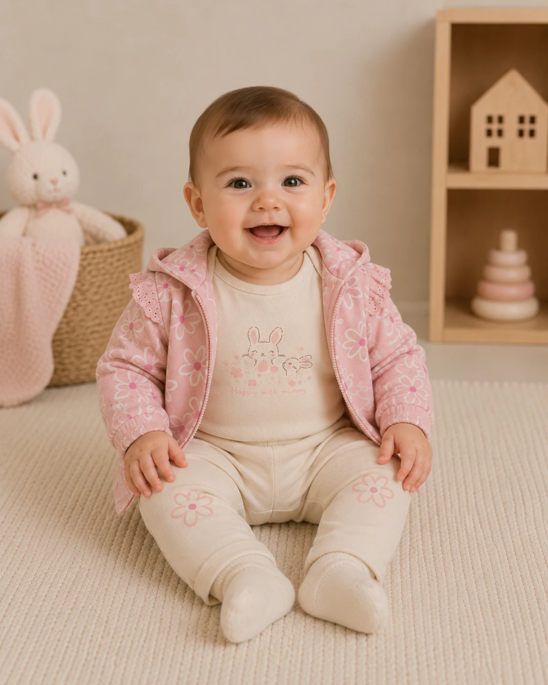 CONJUNTO BODY + POLERA + PANTALÓN DE BUZO ALGODÓN NIÑA BABY HARVEST - 1