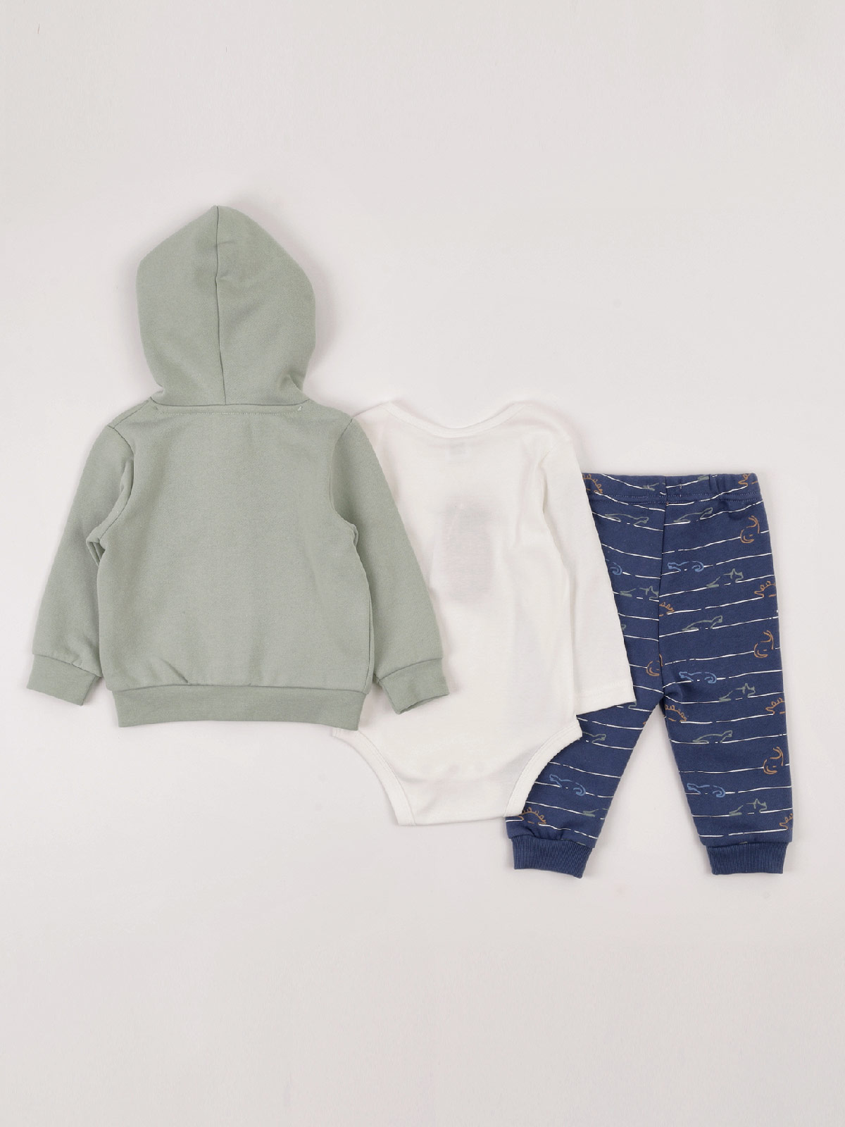 CONJUNTO BODY + POLERA + PANTALÓN DE BUZO ALGODÓN NIÑO BABY HARVEST - 4