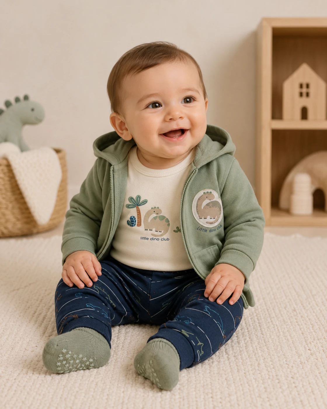 CONJUNTO BODY + POLERA + PANTALÓN DE BUZO ALGODÓN NIÑO BABY HARVEST - 1