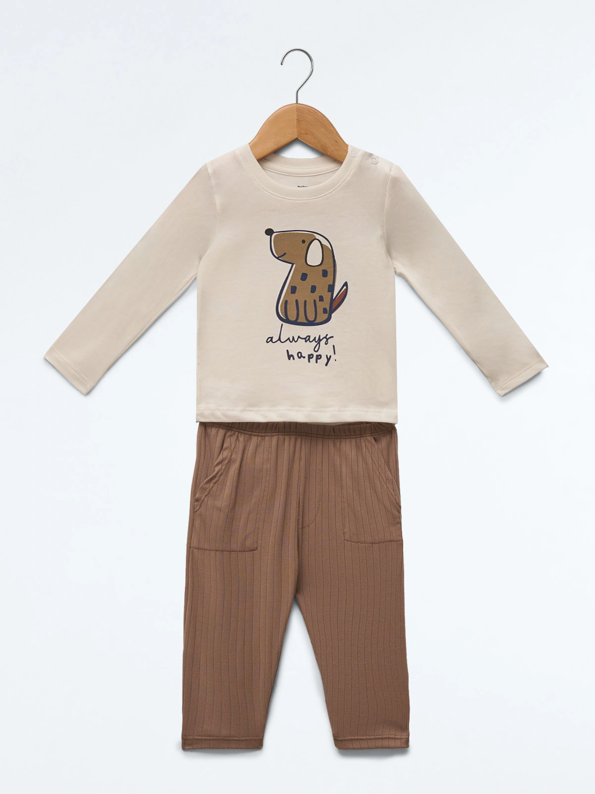 CONJUNTO RIB ALGODÓN POLO + PANTALON BEBE NIÑO BABY HARVEST - 1