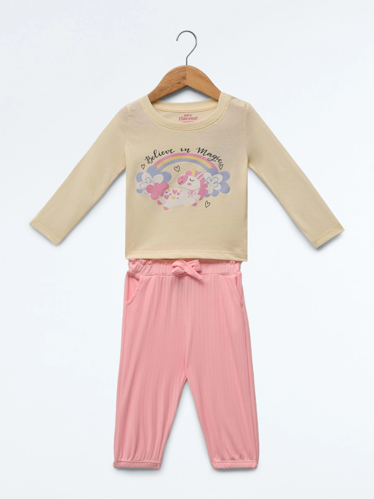 CONJUNTO RIB ALGODÓN POLO + PANTALON BEBE NIÑA BABY HARVEST - 1