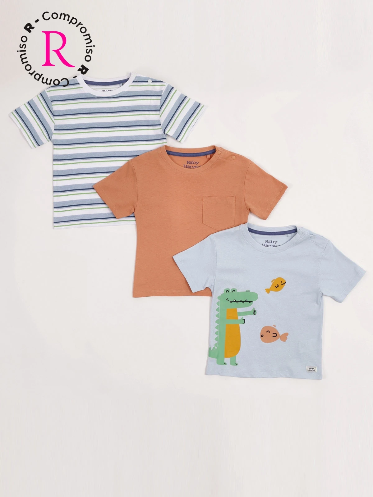PACK X3 POLO MANGA CORTA ALGODÓN NIÑO BABY HARVEST - 1