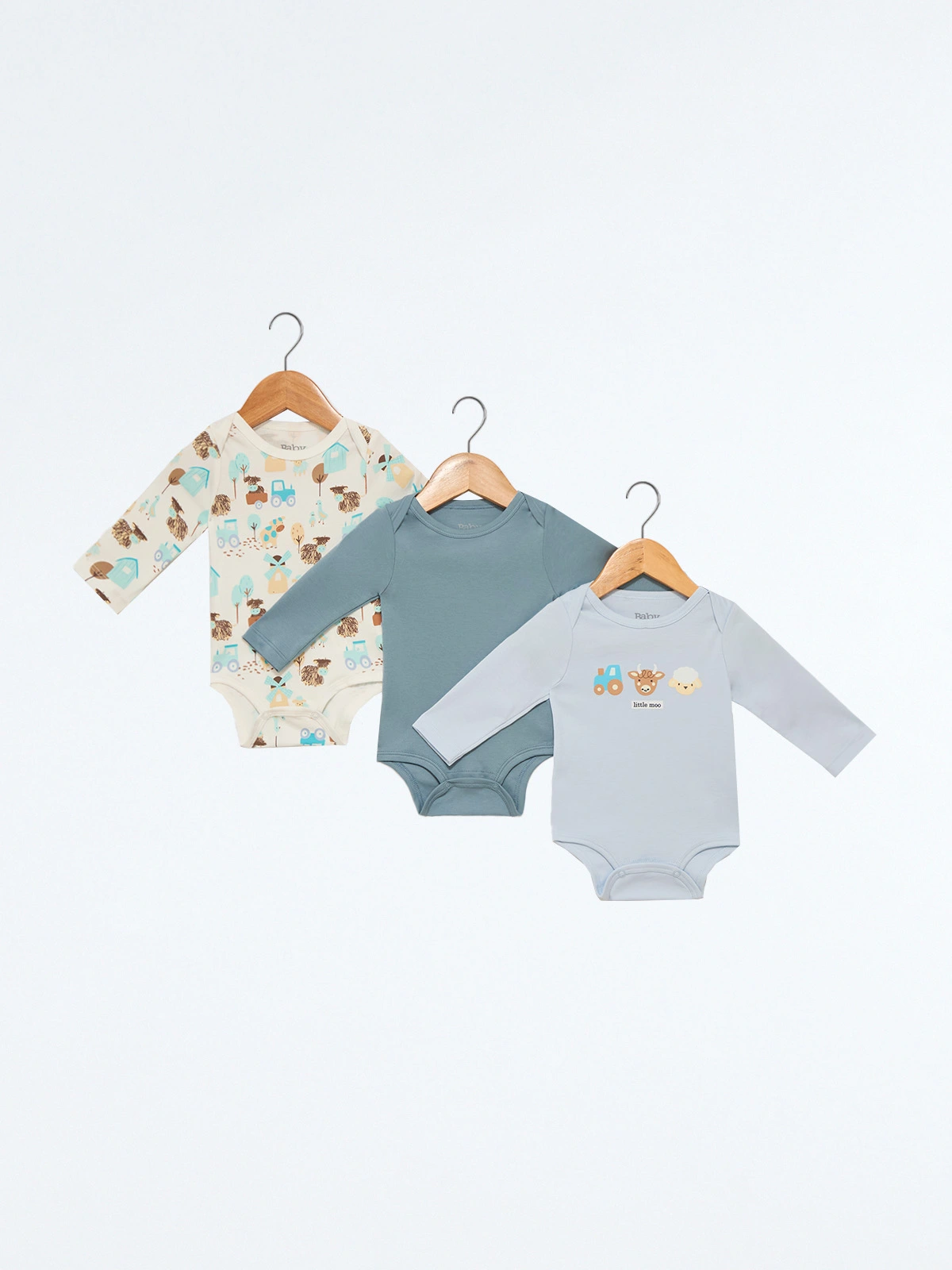 PACK X3 BODYS MANGA LARGA ALGODÓN PERUANO BEBE NIÑO BABY HARVEST - 1