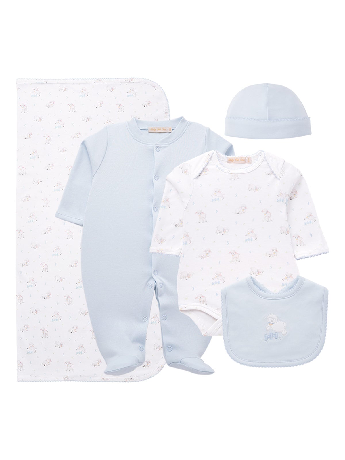 AJUAR DE 5 PIEZAS ALGODÓN NIÑA BABY CLUB CHIC BABY SHEEP BLUE - 1
