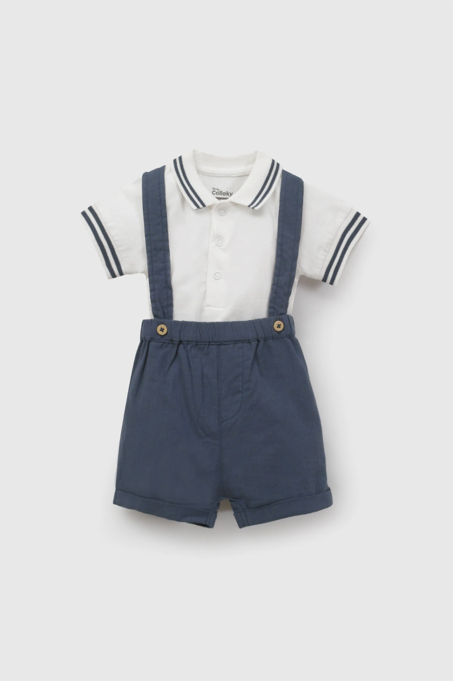 CONJUNTO BODY PIQUÉ + SHORT ALGODÓN BEBÉ NIÑO COLLOKY - 1